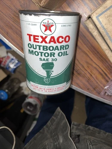 Vintage Texaco Outboard Motor Oil Can Flat Quart Empty old tin advertising sign