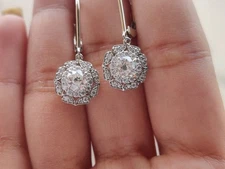 Custom made OEC Moissanite Halo Earrings
