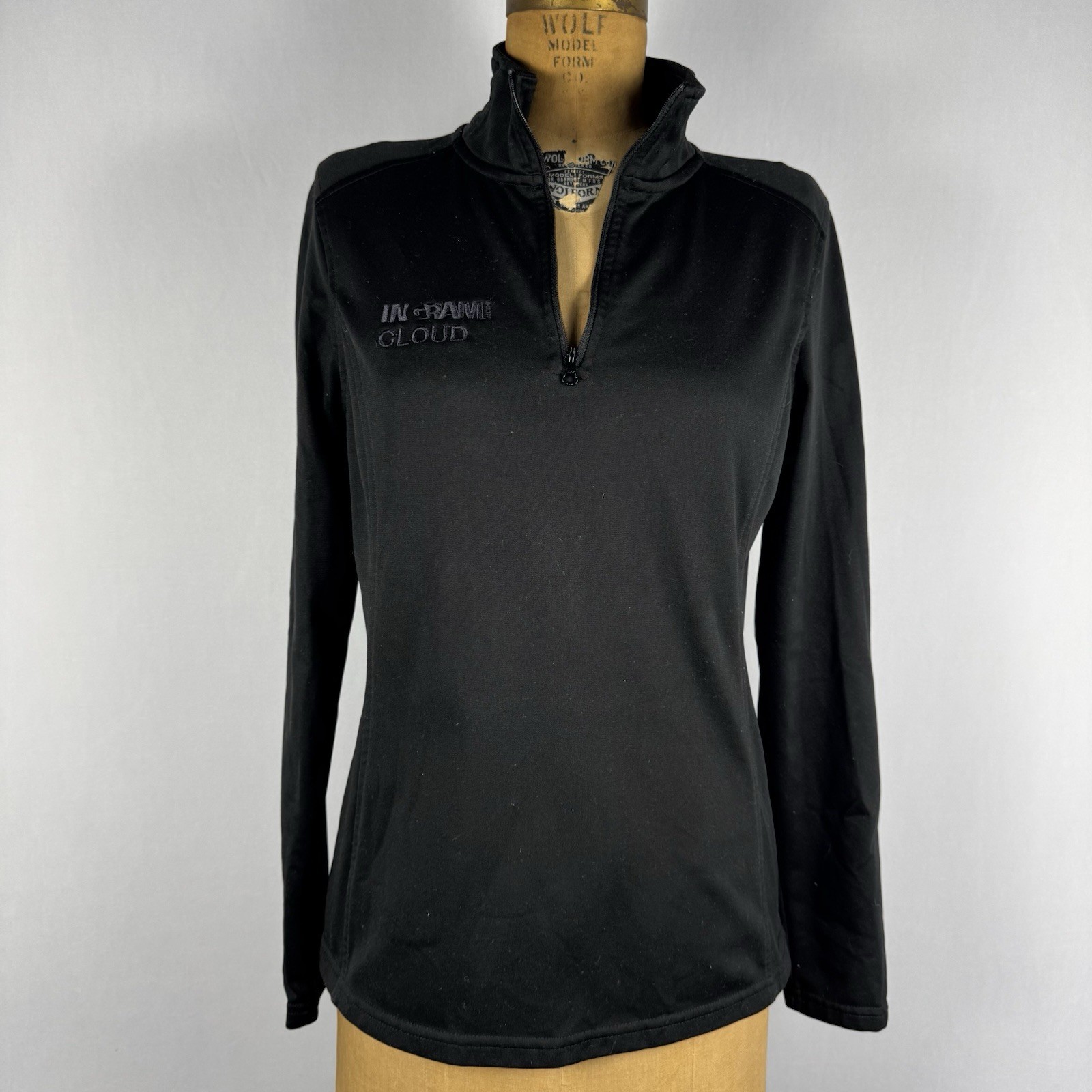 The North Face Women’s M Black 1/4 Zip Pullover Long Sleeve Fleece Jacket Logo