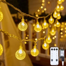 Minetom Globe String Lights - Plug in 33 ft 100 LED Crystal Globe Fairy Lights w