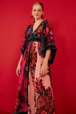 NEW SOLD OUT Farm Rio Flower Scarves Red Mulitcolor Viscose Maxi Dress NWT XS