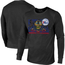 Men's Majestic Threads Black Philadelphia 76ers City and State Tri-Blend Long