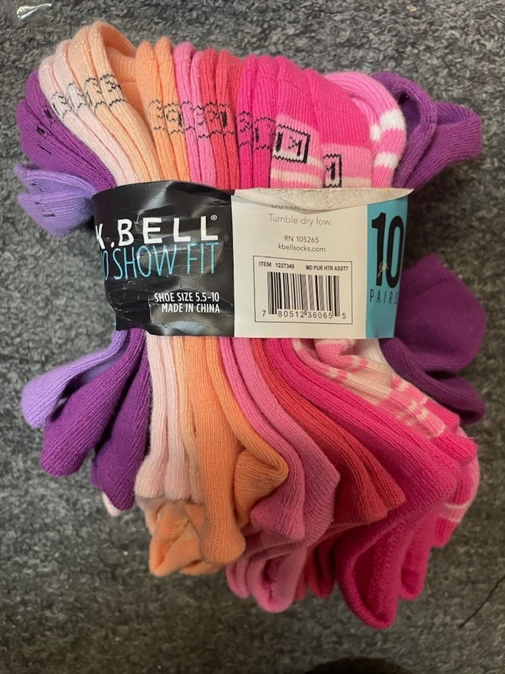 KBell NO SHOW FIT 10 PARES/PAQUETE CALCETINES MUJER ZAPATO TALLA 5.5-10 Foto 2 de 4