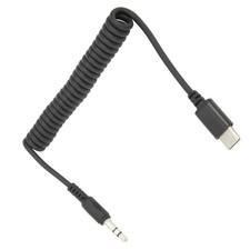 3.5mm TRRS Male To Type C Male Live Microphone Audio Adapter Spring Coiled