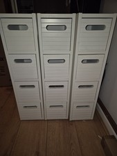 White Slimline Bathroom/ Bedroom Storage Drawers/Cabinet Narrow 4 Drawers Unit