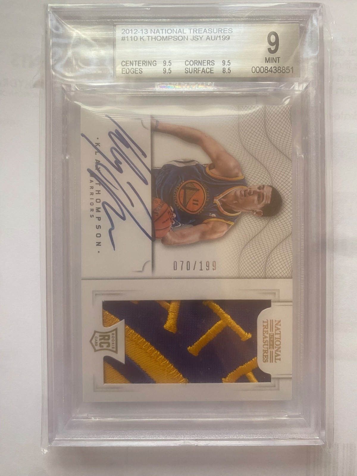 2012 National Treasures Klay Thompson RPA /199  BGS 9 10 AUTO