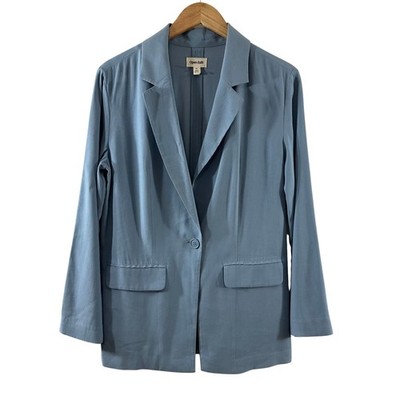 Open Edit Womens XS Dusty Blue Single Button The Icon Hourglass Blazer Relaxed