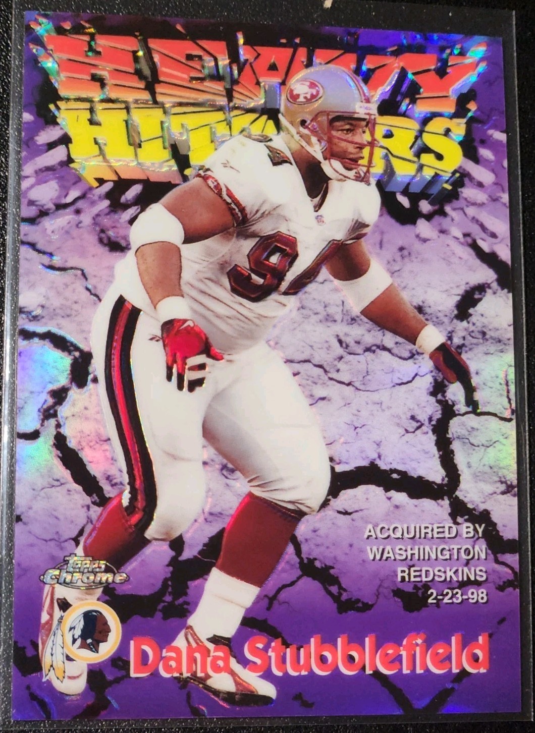 1998 Topps Chrome #19 Dana Stubblefield Heavy Hitters Refractor Redskins