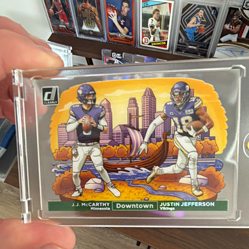 Justin Jefferson / J.J. McCarthy #9 2024 Clearly Donruss Downtown Duos card