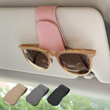 2 Pack Magnetic Leather Sunglass Holder, Eyeglass Hanger Clip for Car Sun Visor,