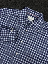 Eton Contemporary Shirt Mens 44 17.5 Button Up Long Sleeve Blue Plaid Check