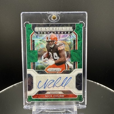 2021 Panini Prizm Jersey Number 24/75 Signatures Prizms Green Scope Nick Chubb