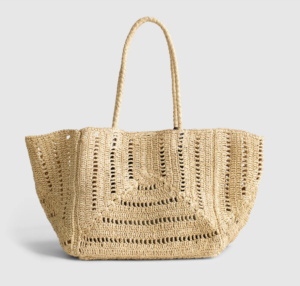 Madewell The Shopper Tote in Eyelet Raffia – Stylish Summer Tote Bag