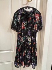 Lauren Ralph Lauren Women's Black Floral Tiered Knee Length Dress Size 8