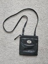 Vintage Fossil Maddox Mini Crossbody purse bag keyhole black leather