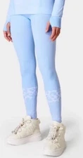 Sweaty Betty Tech Ski Base Layer Leggings SB9513 Baby Blue Leopard Sz UK 6, US S