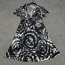 Talbots Dress Womens Petite Medium PM Black Floral Career Party Summer Maxi