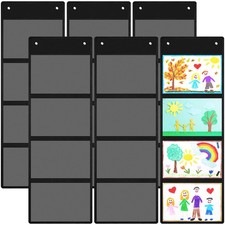 6 Pcs Storage Pocket Chart for Classroom 37.4 x 13 in 4 Pockets Hanging Wall ...