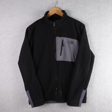 The North Face Mens Full Zip Fleece Jacket Black Grey S/P Mock Neck Hiking