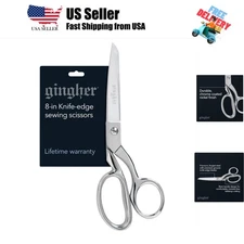 Dressmaker's Fabric Scissors, 8" Stainless Steel Shears, Sharp Knife Edge Ste...