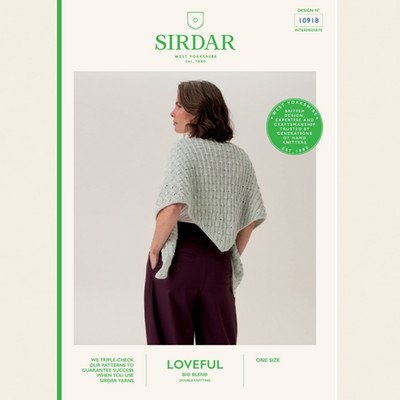 Sirdar Loveful Bio Blend DK Pattern   10918 Climbing Ivy Lace Shawl Knitting