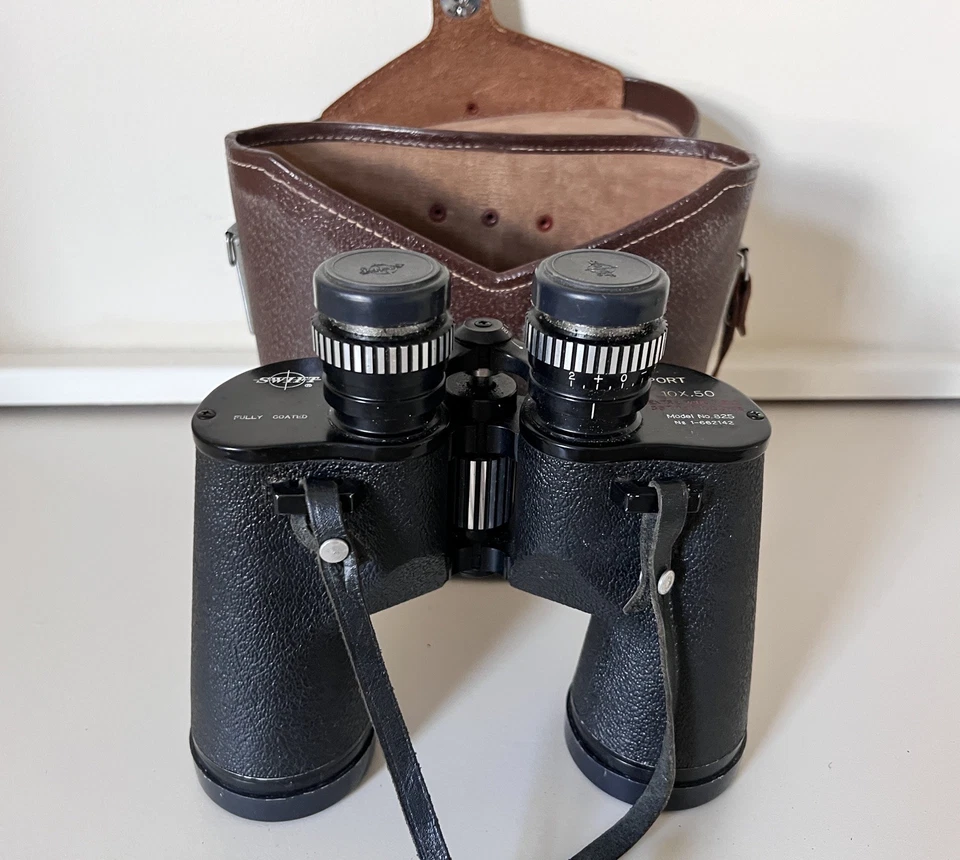 Swift Newport 10x50 Binoculars Model 825 Extra Wide Field + Case Caps Vintage - Image 4 of 4