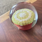 Murano Vintage art glass millefiori flower paperweight.