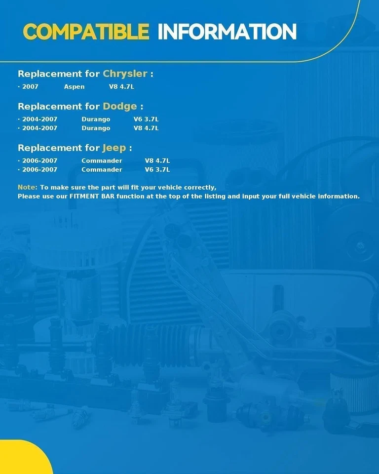 Compresor de aire acondicionado 68357 para Dodge Durango 04-07 Chrysler Aspen 07 Jeep Commander 06- Foto 2 de 4