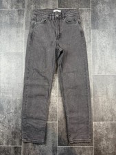 Pull & Bear Jeans Women's Size 38 Black Denim Straight Leg High Rise Medium Wash