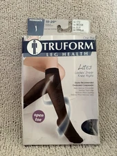 True Form 15-20 mmHg Knee High Compression Socks Stockings Open Toe Size M Navy