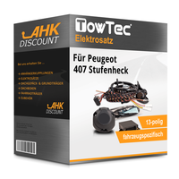 für Peugeot 407 Stufenheck 04-08 Towtec Elektrosatz 13Polig Fahrzeugspezifisch
