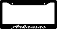 Black License Plate Frame CURSIVE Arkansas Auto Accessory 1063