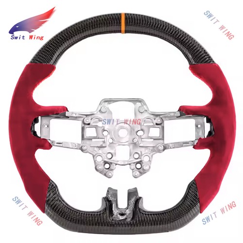 Carbon Fiber Sport Steering Wheel For BMW E90 E91 E92 E93 M3 Red Alcantara - Picture 3 of 8