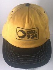 VTG Cargill 924 Seeds Logo Yellow Snapback Trucker Hat Baseball Cap USA Farming