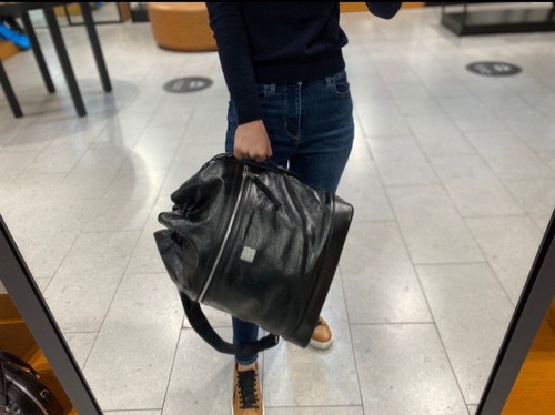 MCM Black Medium Italian Soft leather drawstring Backpack - Picture 8 of 9