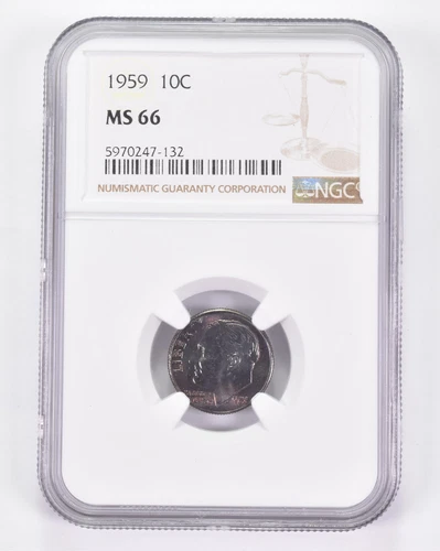MS66 1959 Roosevelt Dime - Graded NGC Toned! *8932