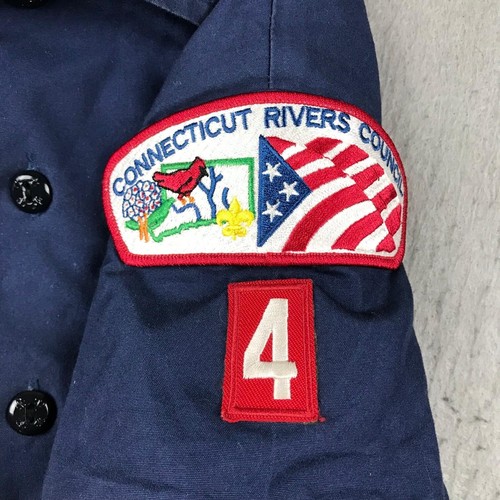 Boy Scouts Of America Shirt Boys Small Blue Centennial Uniform Button Up Patch * - Picture 9 of 15