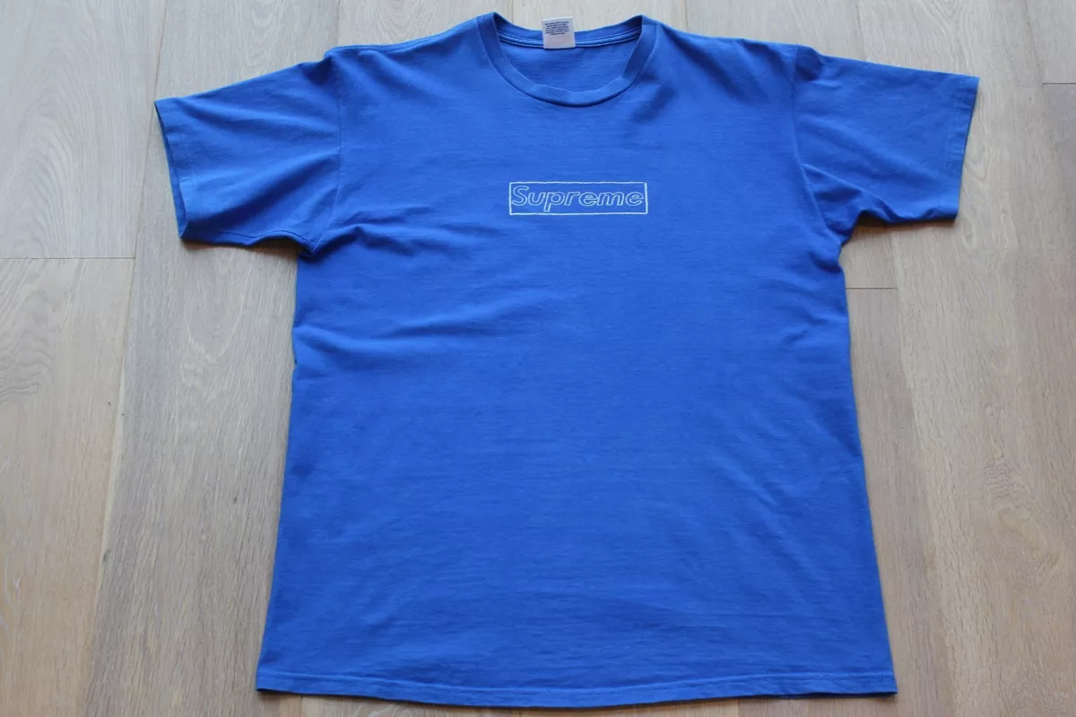 Supreme X Kaws Box Logo Tee SS11 Blue Large Chalk Brooklyn CDG T-shirt Royal Lot Supreme X Kaws Box Logo Tee SS11 Blue Large Chalk Brooklyn CDG T-shirt Royal Lot
