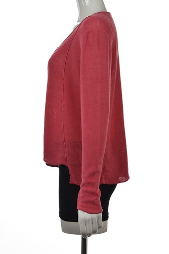 Prenda para el torso Eileen Fisher, talla M, suéter rosa, texturizado, lino, manga larga, cuello en V - Imagen 3 de 5