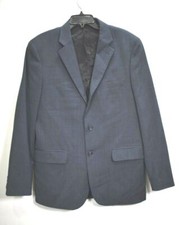 Nautica Mens Navy Blue Notch Lapel 2 Button Wool Blend Sport Coat Blazer 42L