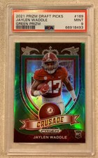 Jaylen Waddle 2021 Panini Prizm Draft Picks Crusade Green #169 Rookie PSA 9 MINT