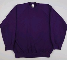 Vintage 90s Fruit Of The Loom Purple Blank Sweatshirt Vtg USA Made Raglan Used