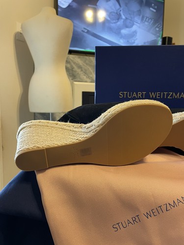 Women’s Stuart Weitzman Wonda Black Leather Suede Size 11 New In Box - Picture 5 of 10