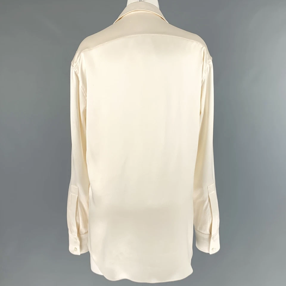 BALMAIN 8 码奶油色丝绸隐藏纽扣连衣裙上衣 — 第 3/4 张图片