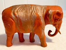 LARGE 6 1/2" VINTAGE ORNAGE  SILVER GOLD CELLULOID ELEPHANT MADE IN USA