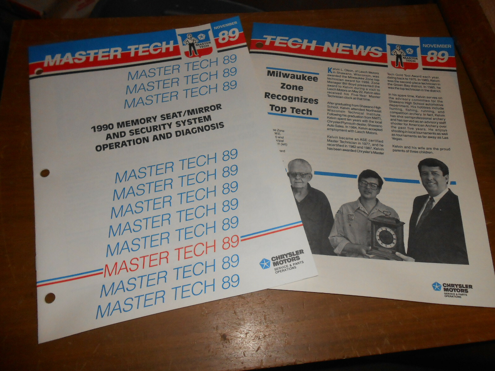 NOS Dodge Master Tech Nov 1989 Memory Seat / Mirror & Securi