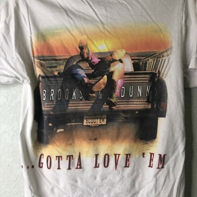 Brooks Dunn VTG 90s LOVE 'EM Tour White Concert T Shirt Small  USA