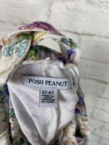 POSH PEANUT Girls Katrina Princess Print Shorts Overalls Size 5T-6T - Picture 3 of 4