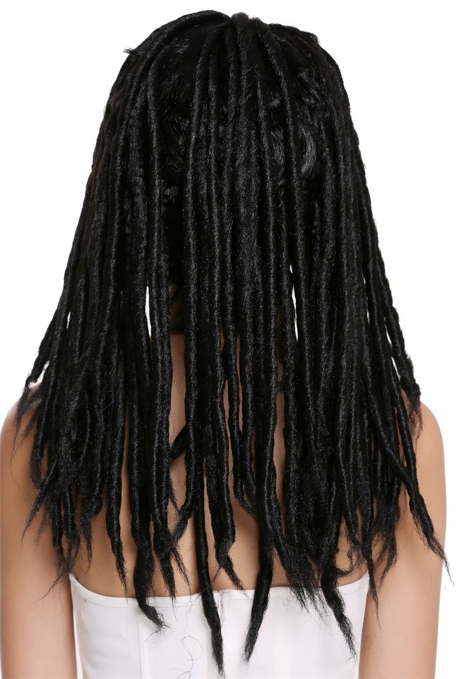 Schwarze Rasta-Perücke Mit Bunter Häkelmütze – Reggae-Look Für Partys & Kostüme