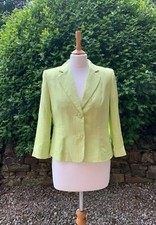Precis Pale Lime Green 100% Linen Jacket 3/4 Sleeves Lined Size 10 Unworn Vgc